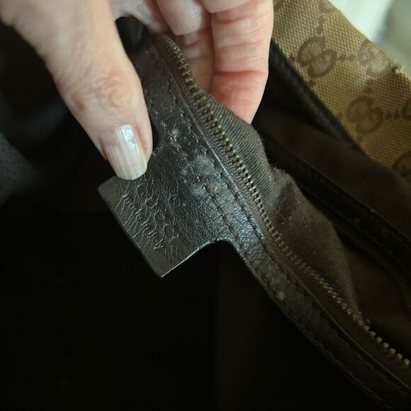 Vintage Gucci canvas leather Sherry tote with charms - Picture 11 of 14